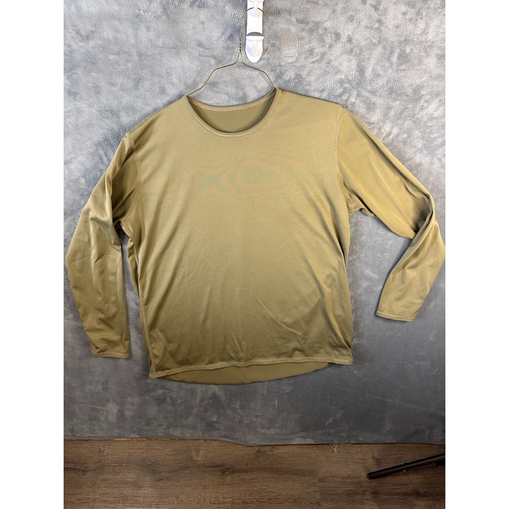 Mens Coyote Tan Tactical Performance Long Sleeve Crewneck Base Layer Shirt L REG